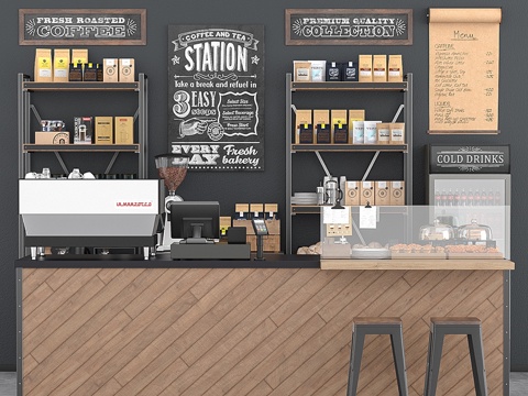  咖啡吧3d模型 