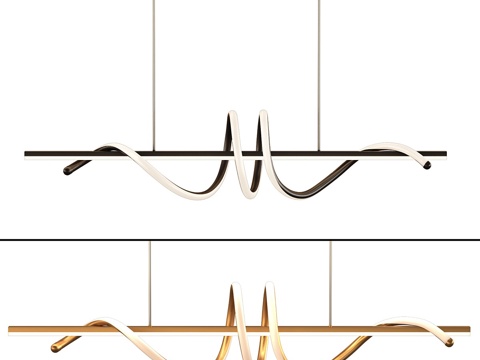  现代轻奢线性装饰吊灯3d模型 