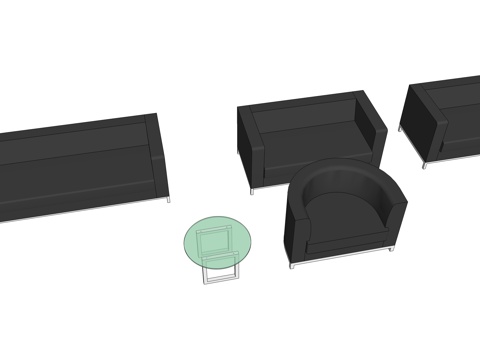 沙发 办公沙发 办公家具 茶几su模型
