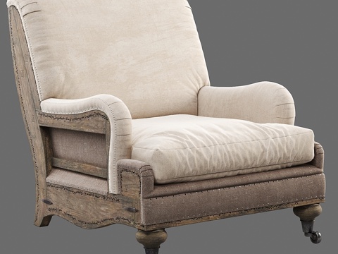  RH解构式英式卷边扶手椅3d模型 