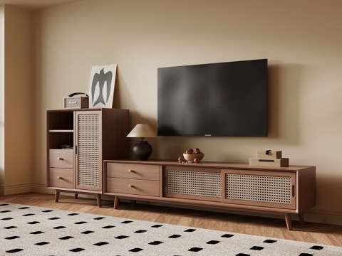  中古风电视柜su模型 