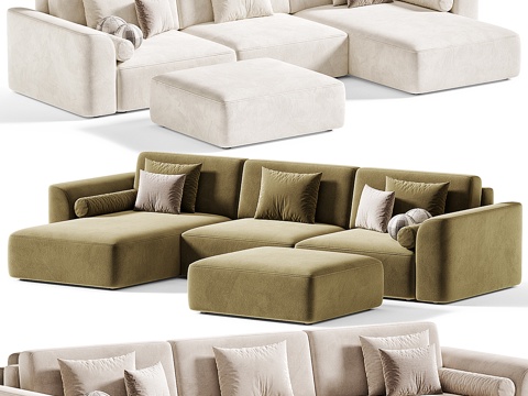  现代布艺组合转角沙发3d模型 