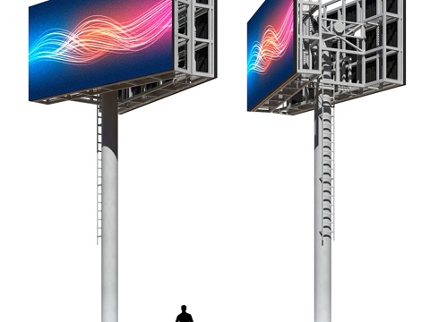  媒体屏风，视频屏风3d模型 