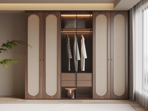  中古风衣柜su模型 