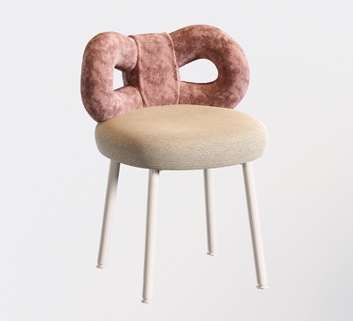 奶油风化妆椅 现代梳妆椅 沙发椅 化妆凳su模型