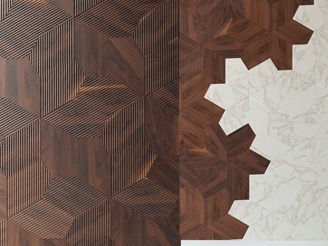  金叶拼花地板，杜鹃木3d模型 