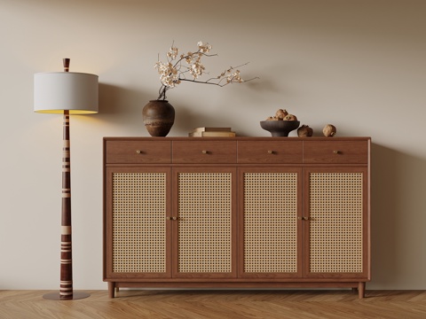 中古风玄关柜su模型