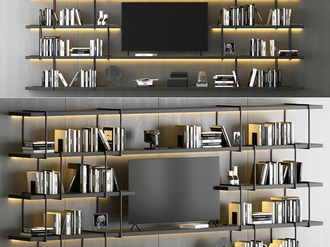  现代意式电视柜背景墙3d模型 