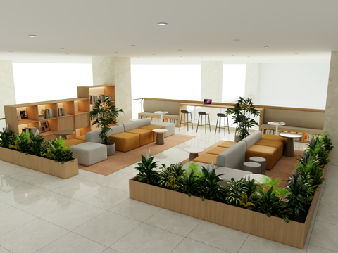 休息区 多人沙发 模块化沙发su模型