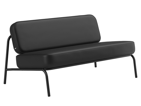  现代简约双人沙发 双人沙发 简约沙发 客厅沙发 黑色皮革沙发3d模型 