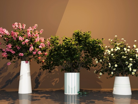  现代花瓶花卉3d模型 