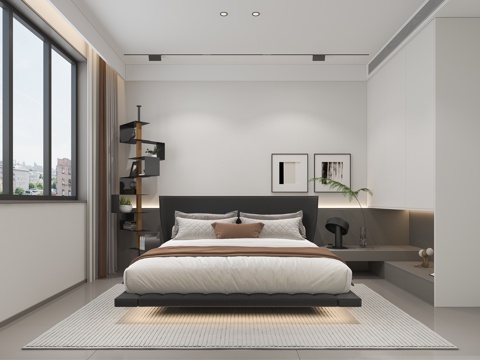  现代卧室悬浮床3d模型 