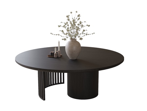 现代圆形茶几su模型