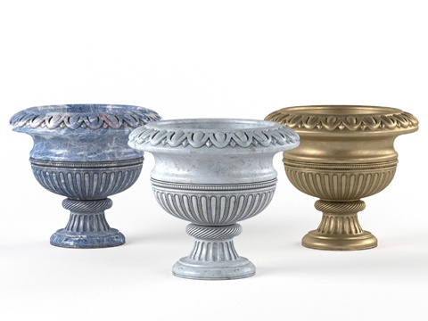  花盆装饰花瓶。花盆。盆栽3d模型 