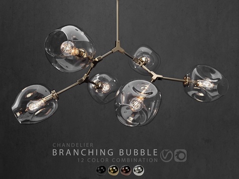  分支泡泡灯系列6盏3d模型 