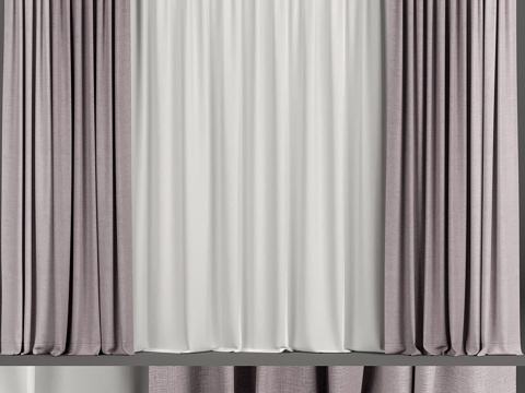  粉色纱帘3d模型 