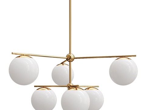  球形茎状七灯枝形吊灯3d模型 