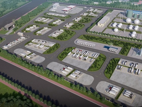 现代生态停车场 户外停车场 景区停车场su模型