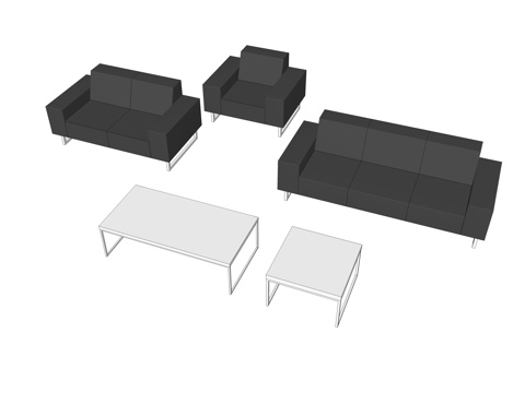 沙发 办公沙发 办公家具 茶几su模型