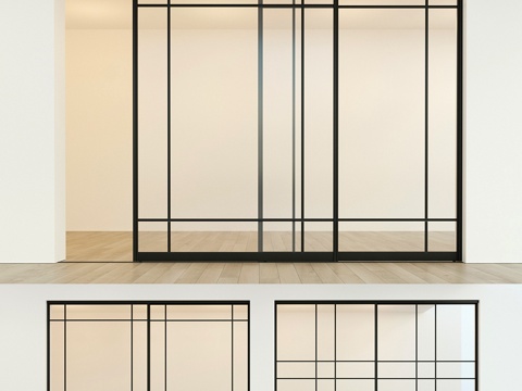  滑动隔断门 123d模型 