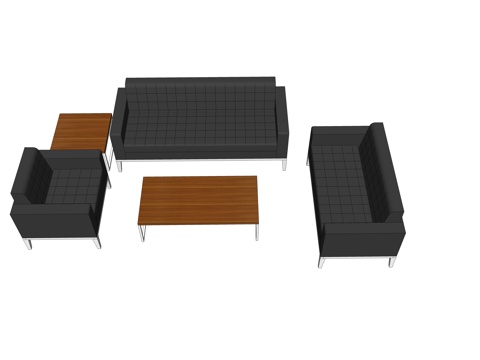 沙发 办公沙发 办公家具 茶几su模型