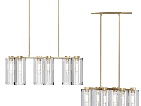  玻璃圆柱吊灯3d模型 