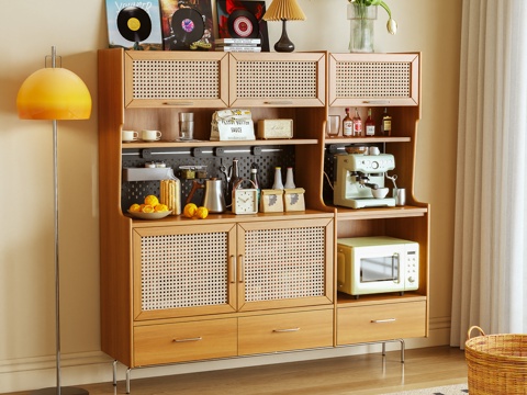  餐边柜 茶水柜 储物柜 边柜 摆件 落地灯3d模型 