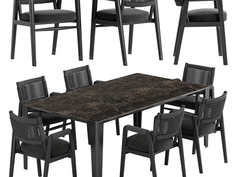  Flexform Ortigia座椅+Iseo餐桌套装3d模型 