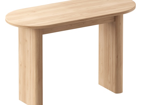  现代意式椭圆实木端景台 玄关桌3d模型 