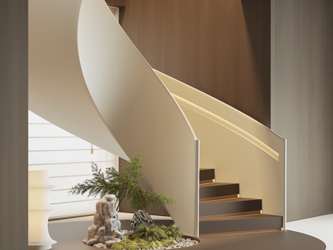 现代旋转楼梯su模型