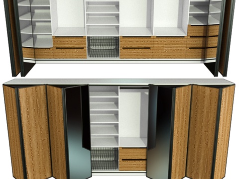  衣柜，衣柜，折叠门3d模型 