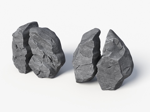 景观石头 景观置石 劈开石头 入口景石 造型石头 裂缝景观石su模型