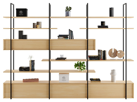  现代极简装饰架 书架 置物架3d模型 