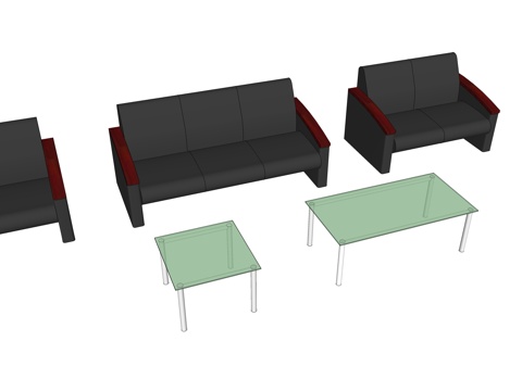 沙发 办公沙发 茶几 办公家具su模型