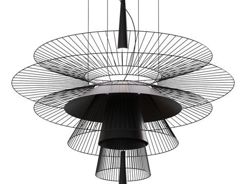  现代轻奢圆形金属编织吊灯3d模型 