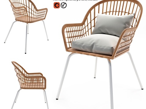 藤编扶手椅 IKEA NILSOVE3d模型 