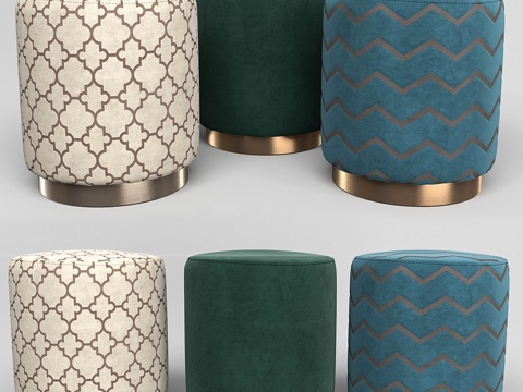  欧珀奶油摩洛哥脚凳3d模型 