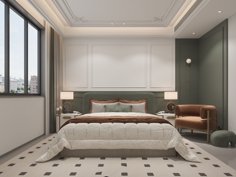  法式卧室床3d模型 