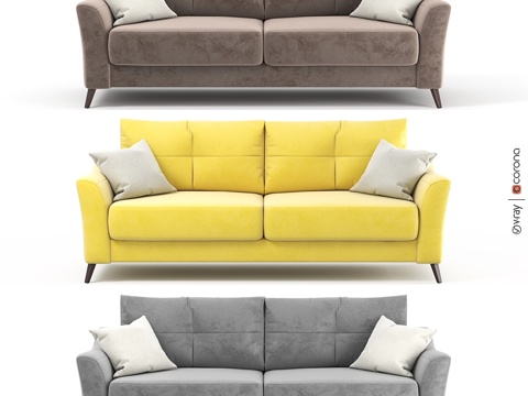  Hoff品牌Amelie沙发床。灰色、黄色、棕色款3d模型 