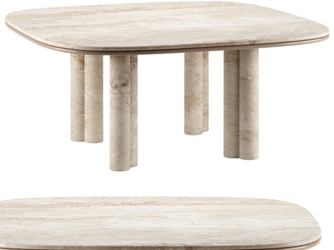  现代侘寂大理石餐桌 矩形餐桌3d模型 