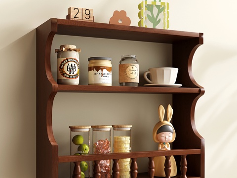 法式置物架 复古收纳架 壁挂手办展示架 书架 杯子架su模型