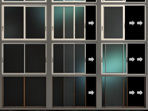  滑动彩绘玻璃铝窗    滑动式3d模型 