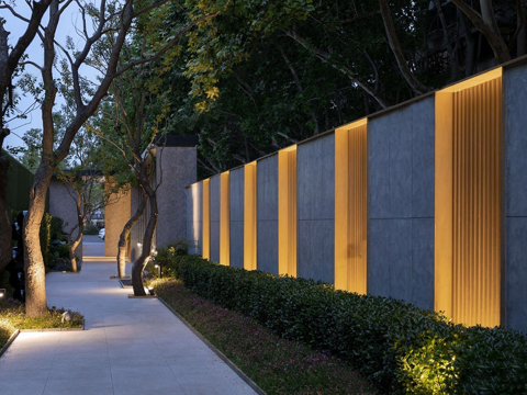  现代花园围墙 景墙 现代展示区su模型 