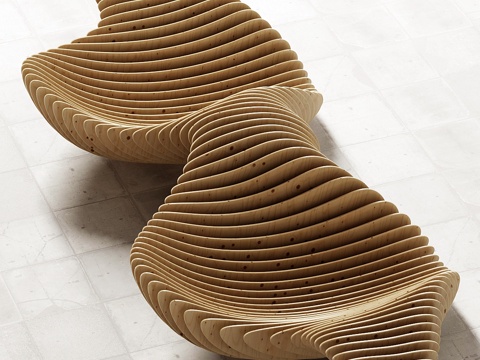  参数化长凳3d模型 