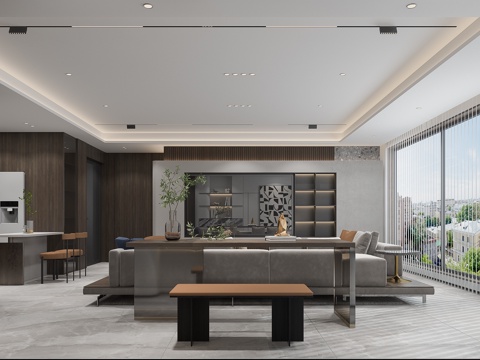  现代客餐厅沙发桌椅3d模型 