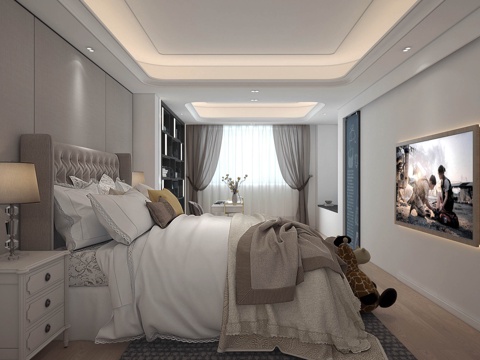  现代简约女孩房3d模型 