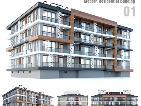  现代住宅建筑013d模型 