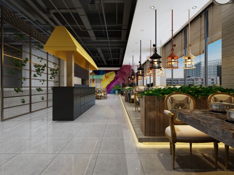  工业风悦西川自选火锅店3d模型 