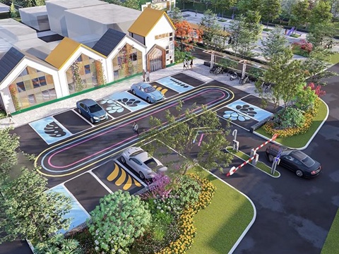 现代生态停车场 户外停车场 景区停车场su模型