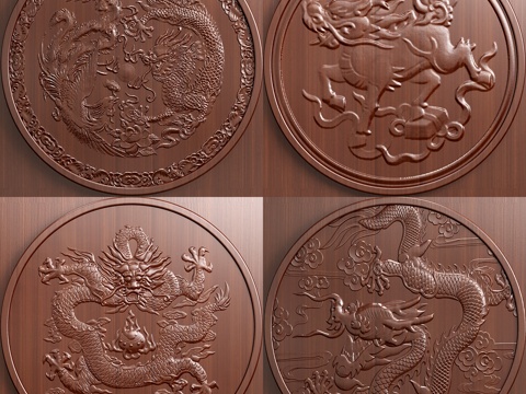  新中式浮雕雕塑3d模型 